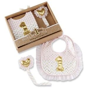 Baby Aspen My 1st Birthday Bib & Pacifier Clip